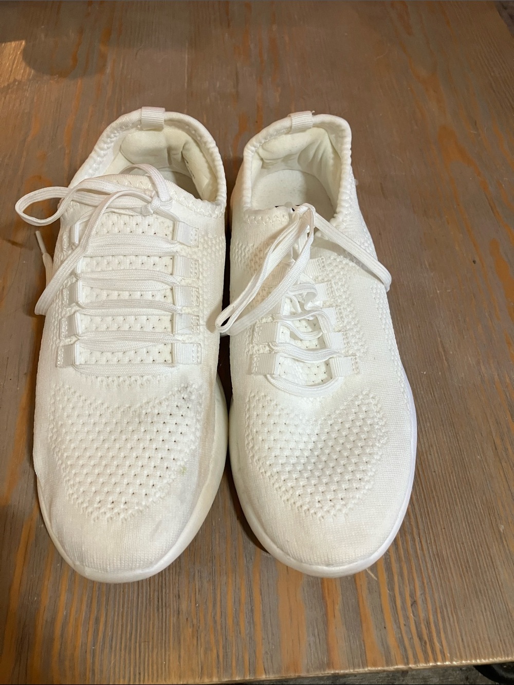 JustFab White Knit Lace-Up Women's Sneakers